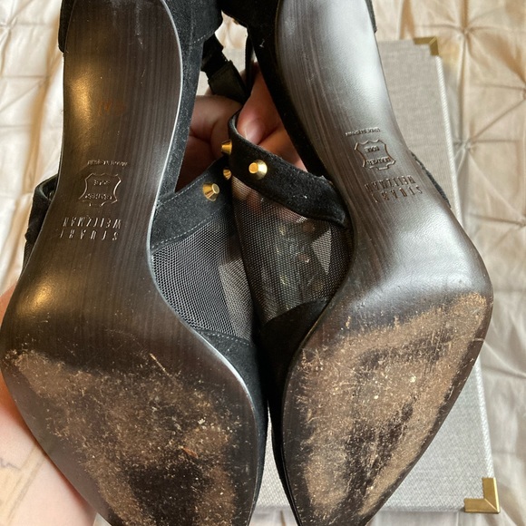 Stuart Weitzman black with gold stud heel shoes - Picture 5 of 7